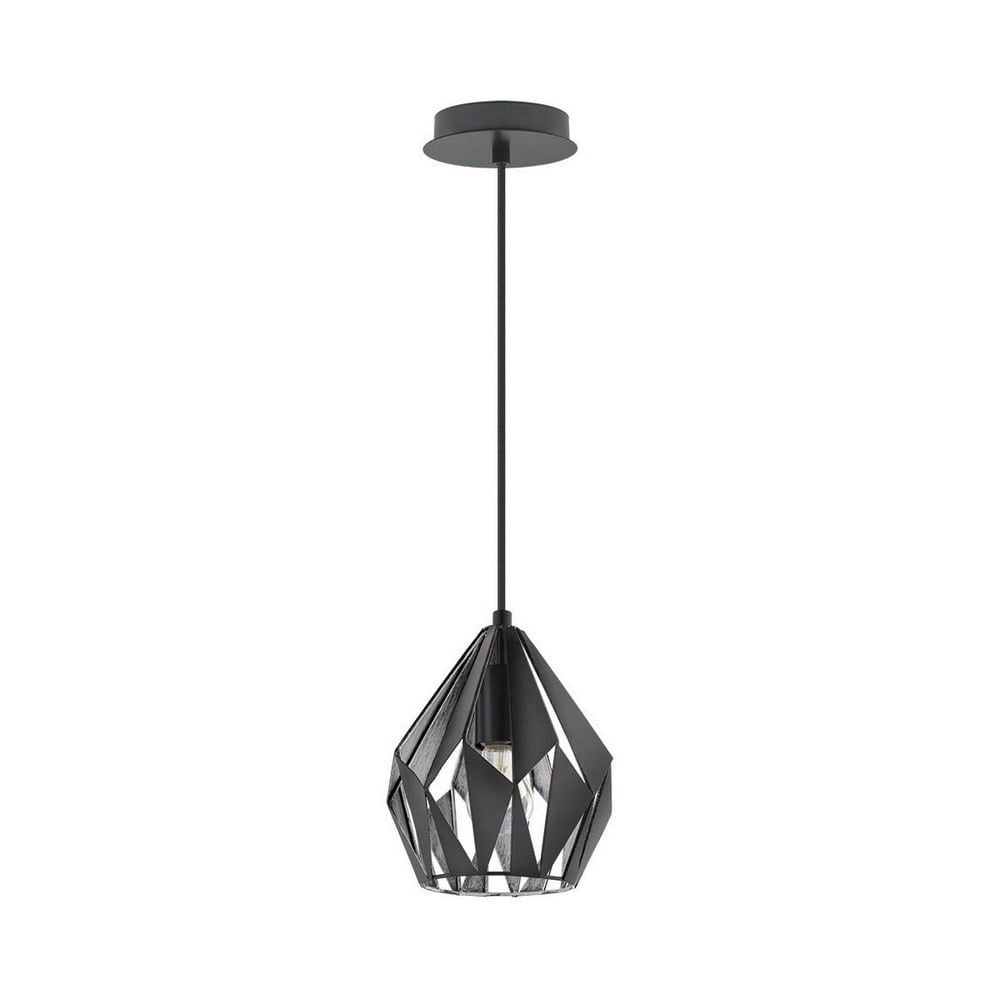 Carlton 3 Matte Black and Silver Industrial Pendant Light