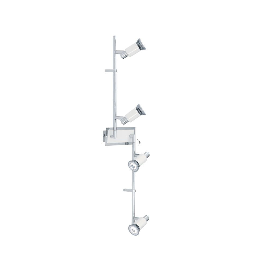 Eridan Chrome and White 4-Light Steel Track Light