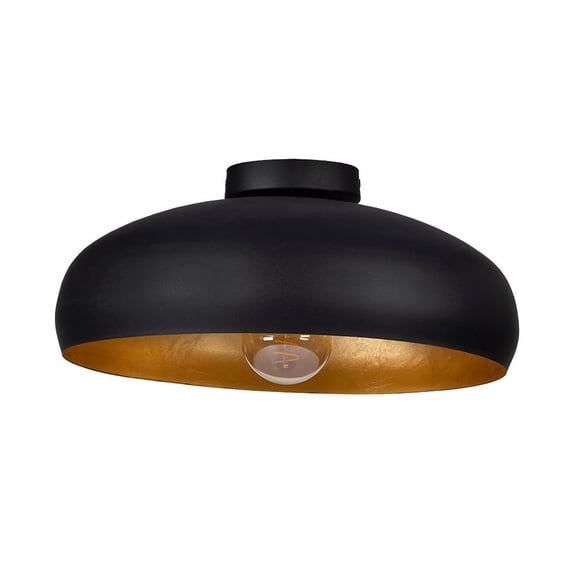 206014A-Eglo Lighting-Mogano - 1 Light Flush Mount-5.78 Inches Tall and 15.75 Inches Wide-Black/Gold Leaf Finish