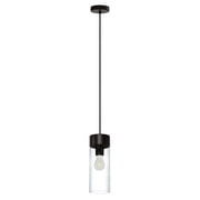 EGLO 202127A MONTEY 1-Light Pendant Hanging Lighting Fixture with Steel Shade for Kitchen Island, Hallway, and Dining Room, 4.5-Inch, Matte Black