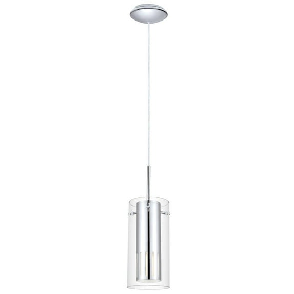 91326A-Eglo Lighting-Pinto 1 - 1-Light Mini Pendant - Chrome - Clear Glass -Traditional Installation