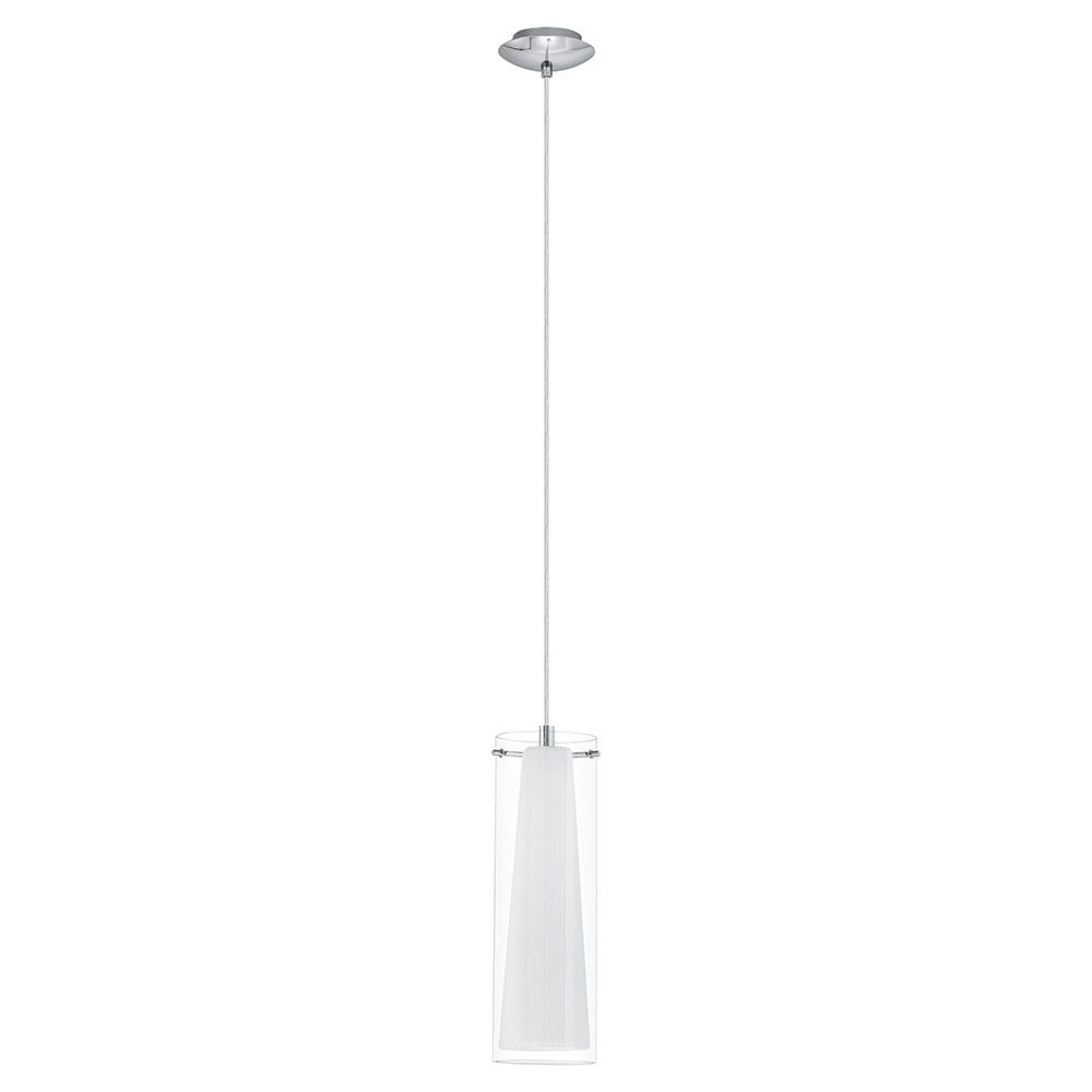 Pinto Chrome Finish Mini Pendant with Clear White Glass