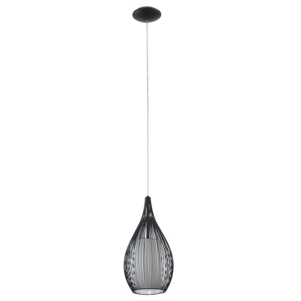 Razoni 59'' Black Metal Cast Cage Mini Pendant with Opal Glass