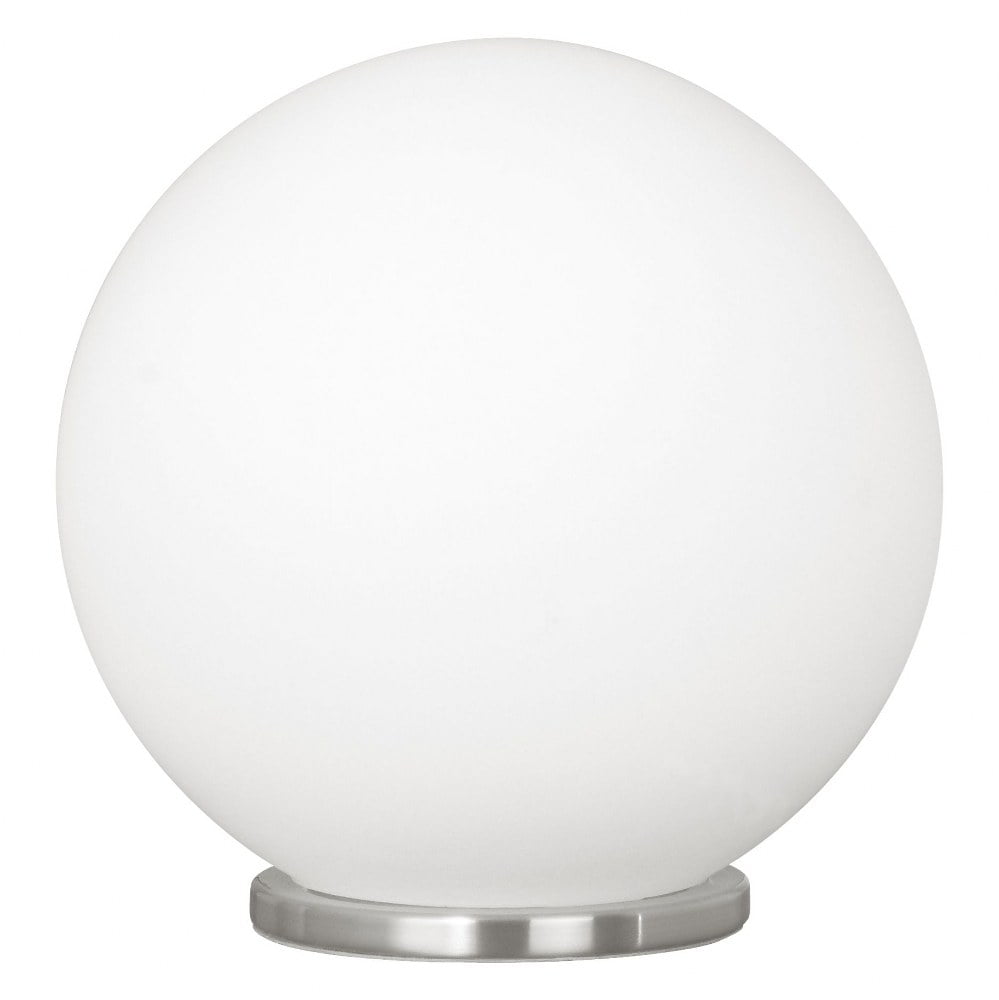 Eglo Rondo 8-Inch Silver Globe Table Lamp with Frosted Opal Shade