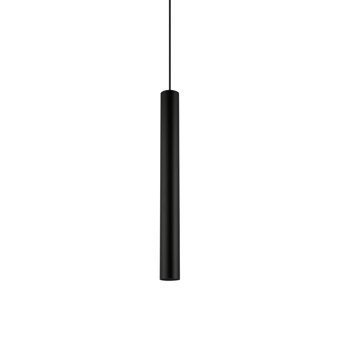 Matte Black Slim Cylindrical LED Pendant Light