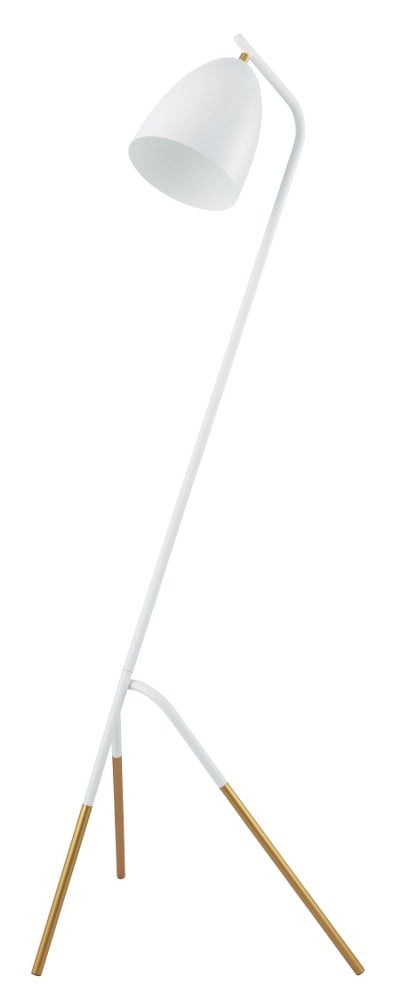 Westlinton White and Gold Tripod Floor Lamp with Metal Shade