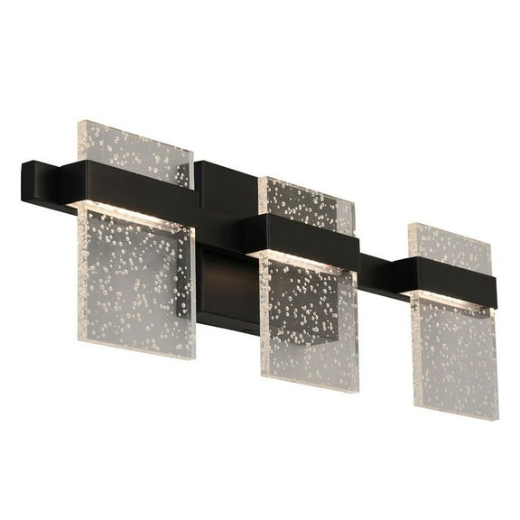 Eglo Madrona 23 Inch 3 LED Glass Bathroom Vanity Wall Light, Black