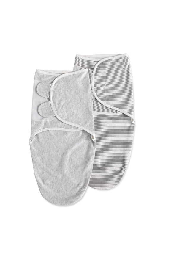 Swaddle 100% Cotton Sleeping Bag Blankets for Newborn Infant Boys Girls 0-3 Months Unisex 2-Pack, Grey Stripe