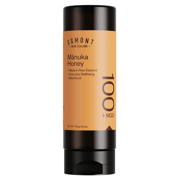 Egmont Raw Manuka Honey MGO 100+ Squeezy - 100% Pure New Zealand Manuka Honey - Non-GMO - Certified MGO - 12.3oz (350 gram)