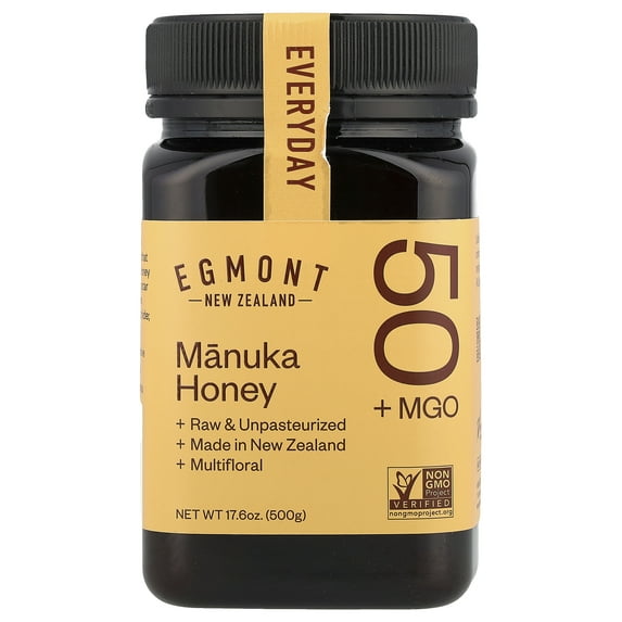 Egmont Honey Manuka Honey, Raw & Unpasteurized, MGO 50+, 17.6 oz (500 g)