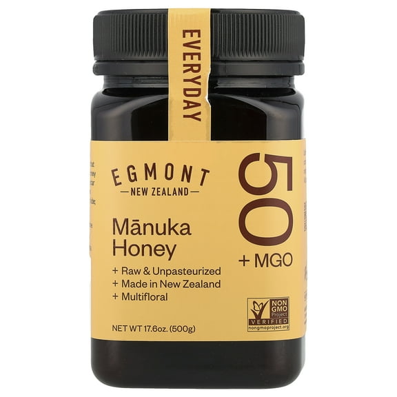 Egmont Honey Manuka Honey, Raw & Unpasteurized, MGO 50+, 17.6 oz (500 g)
