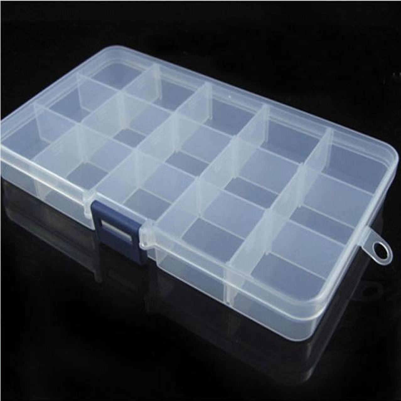 Utoimkio Fishing Tackle Box 15 Compartments Plastic Storage Box with Removable Dividers Portable Tackle Boxes Organizer Clear Tackle Storage Trays for
