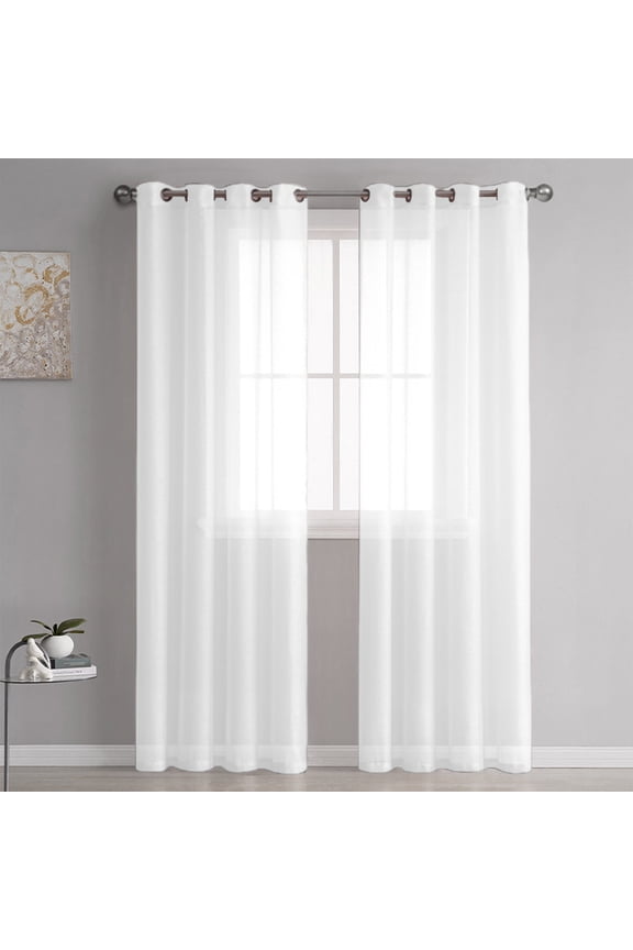 Semi Sheer Curtains for Bedroom, 107 Inches Long Grommet Vertical Window Curtains, Drapes with Light Through for Living Room