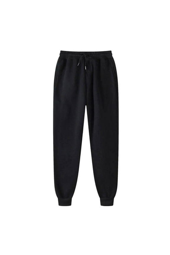 Women's Casual Trousers and Trousers Plus Velvet Thick Solid Color Large Size Running Fitness Sports Pants Black 6(M)