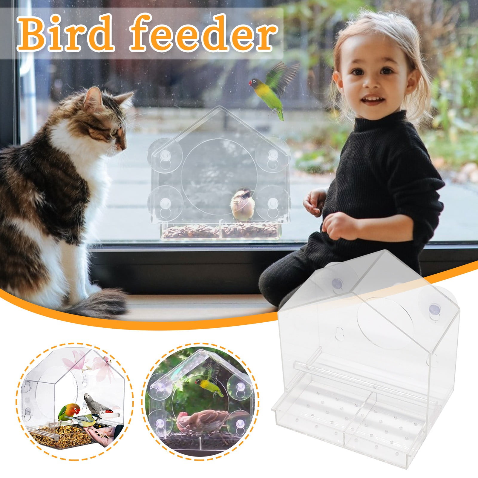 Photo inspiration: Picture Idea: Egmy1 Acrylic Bird Cage No Punching Suction Cup Bird Feeder