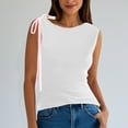 thumbnail image 1 of Egmy1 No Boundaries Womens Tank Tops Women's New Solid Color Bow Crossshoulder Casual T-shirt, 1 of 7
