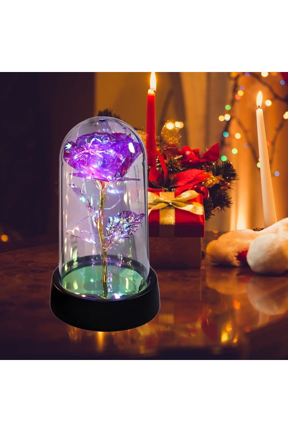 100Fens Rose Flower Gifts for Mother's Day Ideas, Mothers Day Flowers Gifts for Mom Wife from Daughter Son Husband,Light up Rose in Plastic Dome, Galaxy Forever Rose Eternas Birthday Gifts for Women
