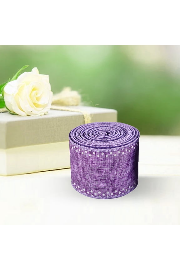 1 Spring Easter Wired Ribbons for Crafting, Purple Lavender Burlap Ribbon Bows Birthday Wedding Ribbon Ornaments Holiday Craft Ribbons for Wreath Bow Gift Wrapping Decorations