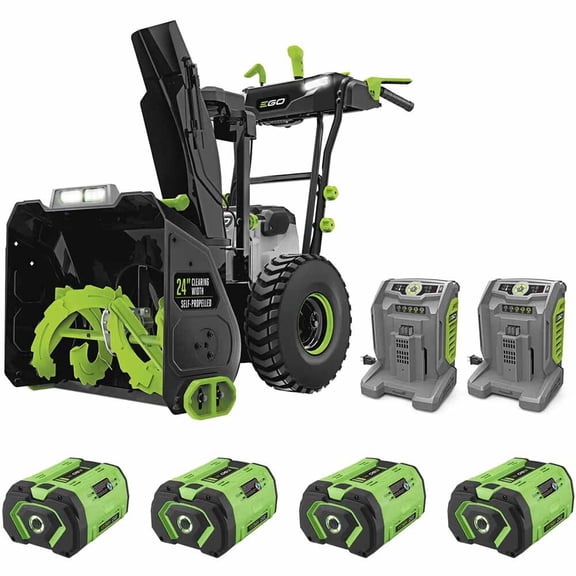 Ego Power+ Snow Blower 24In Self Propelled 2 Stage With Four 10 Ah Batteries