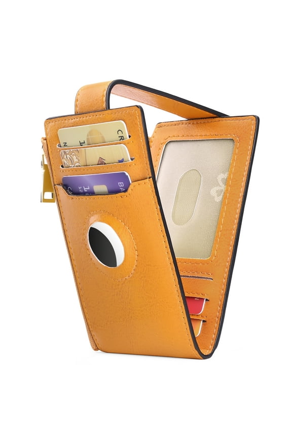 AirTag Wallet For Men Genuine Leather RFID Blocking Bifold Wallet Slim Minimalist Credit Card Holder Zipper Pocket Purse for AirTag