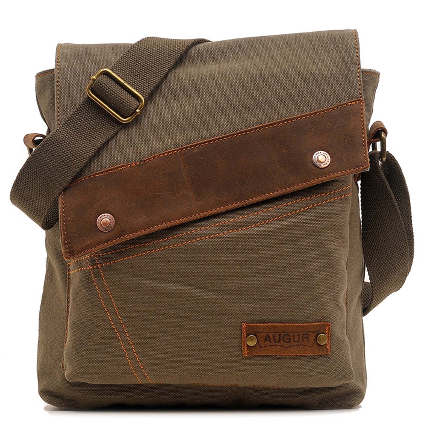 Egoelife Canvas Shoulder Bags for Men Small Crossbody Bags for Women Messenger Bag Slim Sling Bag Satchel Bag Side Bag for Travel