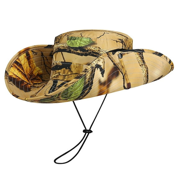 Egoelife Leaf Camouflage Outdoor Mountain Climbing, Dead Wood Jungle Hat, Fishing Sun Protection and Shading, Large Eave Breathable Penney Hat