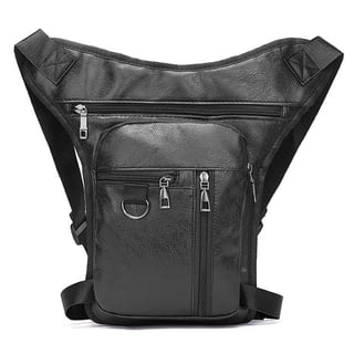 Egoelife Leather Thigh Bag for Men Motorcycle Drop Leg Bag Tactical Belt Bumbag for Multi Purpose Men’s Waist Fanny Pack for Outdoor Cycling Motorcycle Riding Hiking Camping