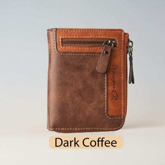 Egoelife Leather Two-Color Splicing Multi-Functional Short Zipper Wallet Casual Multi-Card Men's Money Clip