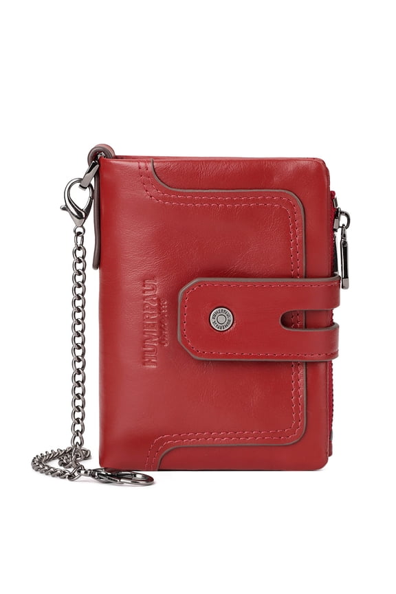 Leather Wallets for Men Women with 100% Natural Leather RFID-Blocking Wallet Key Chain with Wallet Cool Wallets with Anti-Theft Chain Men's Wallets, Card Cases & Money Organizers
