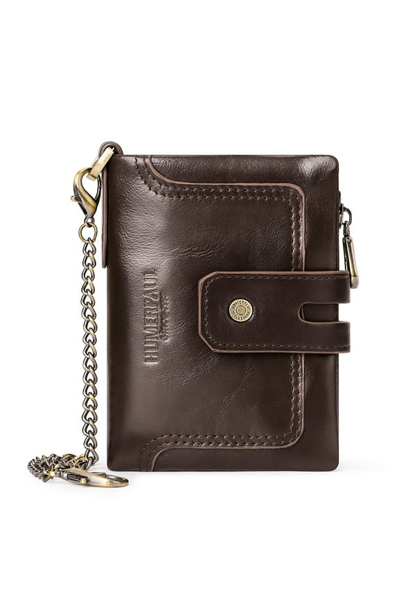 Leather Wallets for Men Women with 100% Natural Leather RFID-Blocking Wallet Key Chain with Wallet Cool Wallets with Anti-Theft Chain Men's Wallets, Card Cases & Money Organizers