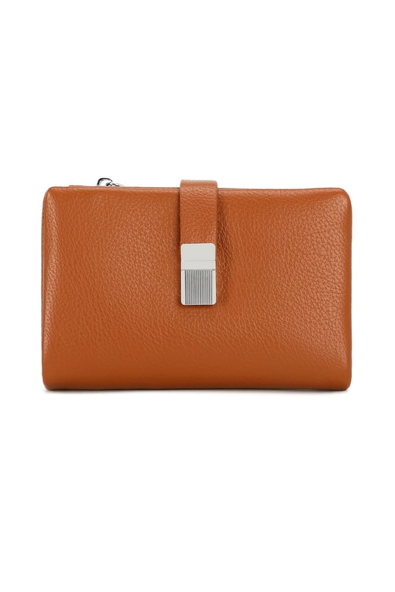 Leather Wallets for Women Small Bifold Wallet Slim Credit Card Holder with Locks Travel Purses Small Best Gift