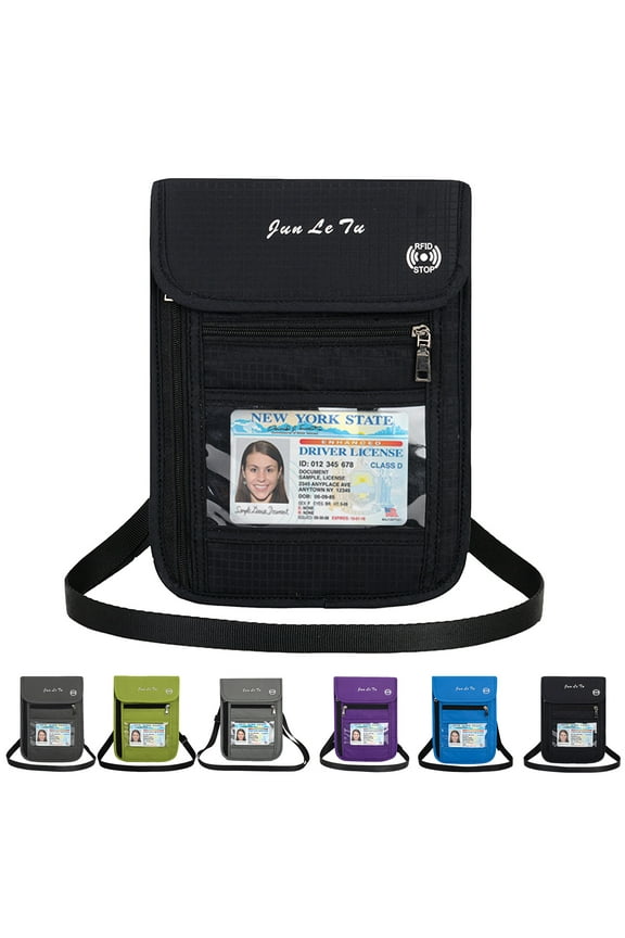 Passport Card Holder Combo Travel Neck Pouch Wallet Passport Holder with RFID Blocking for Travels to Hold Cell Phone Cash and Travel Document for Women Men