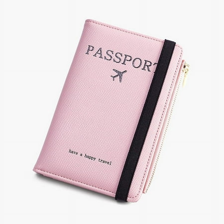 Egoelife Passport Holder RFID Blocking Passport Wallet Travel Document Holder Leather Travel Wallet with Elastic Strap & Zipper Slot Dual Travel Passport Holders Men Women