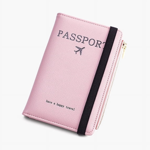 Egoelife Passport Holder RFID Blocking Passport Wallet Travel Document Holder Leather Travel Wallet with Elastic Strap & Zipper Slot Dual Travel Passport Holders Men Women