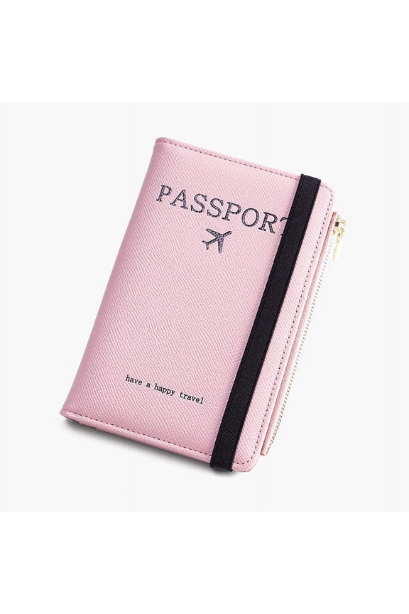 Passport Holder RFID Blocking Passport Wallet Travel Document Holder Leather Travel Wallet with Elastic Strap & Zipper Slot Dual Travel Passport Holders Men Women