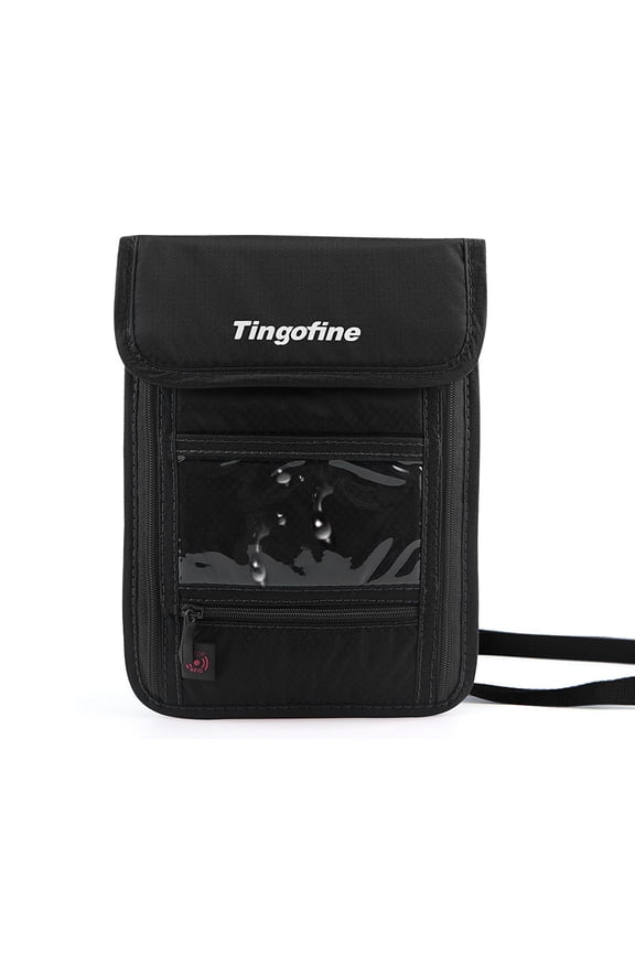 Passport Holder Waterproof RFID Blocking Nylon Neck Pouch with Vaccine Card Slot Men Women