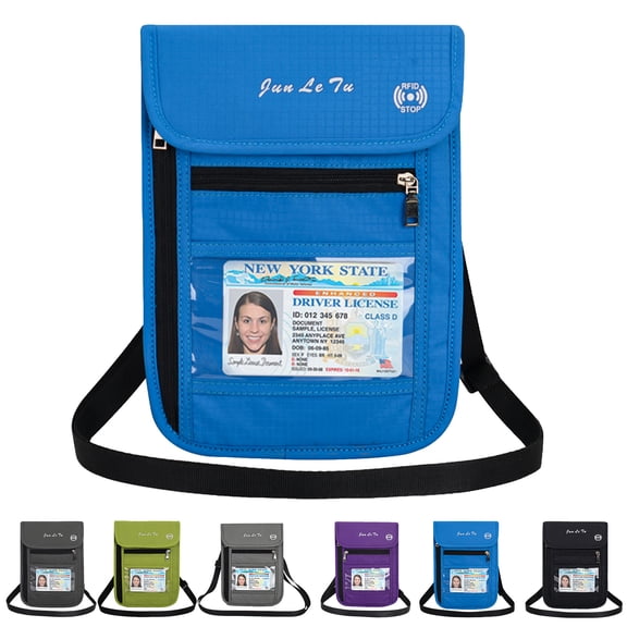 Egoelife Passport and Vaccine Card Holder Combo Travel Neck Pouch Wallet Passport Holder with RFID Blocking for Travels to Hold Cell Phone Cash and Travel Document for Women Men