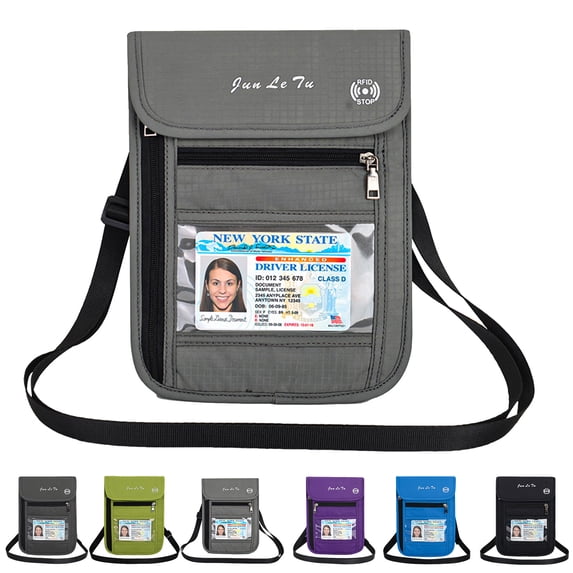 Egoelife Passport and Vaccine Card Holder Combo Travel Neck Pouch Wallet Passport Holder with RFID Blocking for Travels to Hold Cell Phone Cash and Travel Document for Women Men