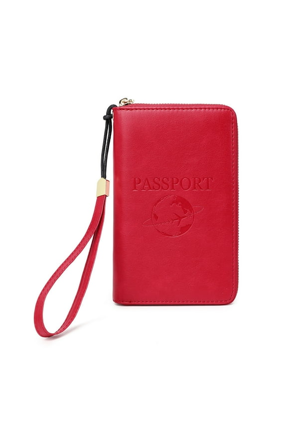 RFID Passport Wallet with RFID Blocking Travel Document Holder Zipper Passport Bag Small Passport Wallet Passport Pouch Travel Essentials Document Holder for Traveling for Outdoors Shopping