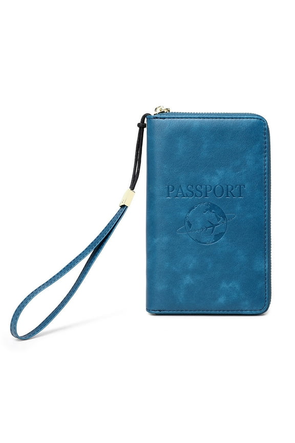 RFID Passport Wallet with RFID Blocking Travel Document Holder Zipper Passport Bag Small Passport Wallet Passport Pouch Travel Essentials Document Holder for Traveling for Outdoors Shopping