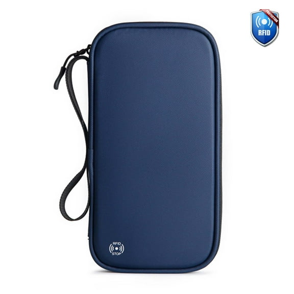 Egoelife RFID Passport Wallets for Men Women with Oxford Fabric Waterproof Passport Card Holder Lightweight Travel Document Holder with Zipper Pocket for Travel