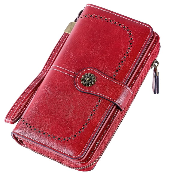 Egoelife Rfid Blocking Ladies Wallet Leather Bifold Wallets for Women Zip Around Credit Card Holder Small Clutch Wallets Travel