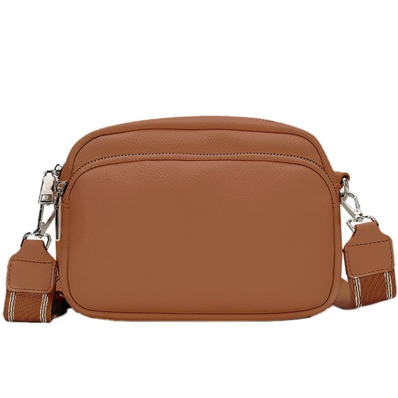 Egoelife Small Crossbody Bags For Women PU Leather Trendy Shoulder Handbags Large Capacity Triple Zip Clutch Wallet Casual Camera Phone Purse with Adjustable Wide Guitar Strap