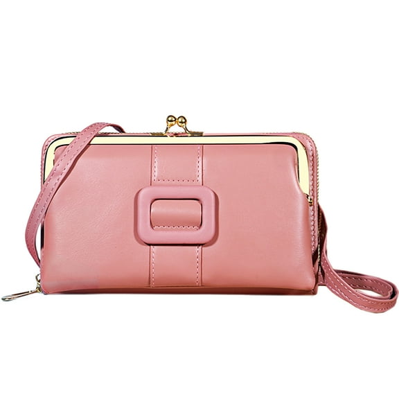 Egoelife Small Crossbody Bags For Women PU Leather Trendy Shoulder Handbags Large Capacity Zipper Clutch Wallet Phone Purse with Credit Card Slots(Pink)