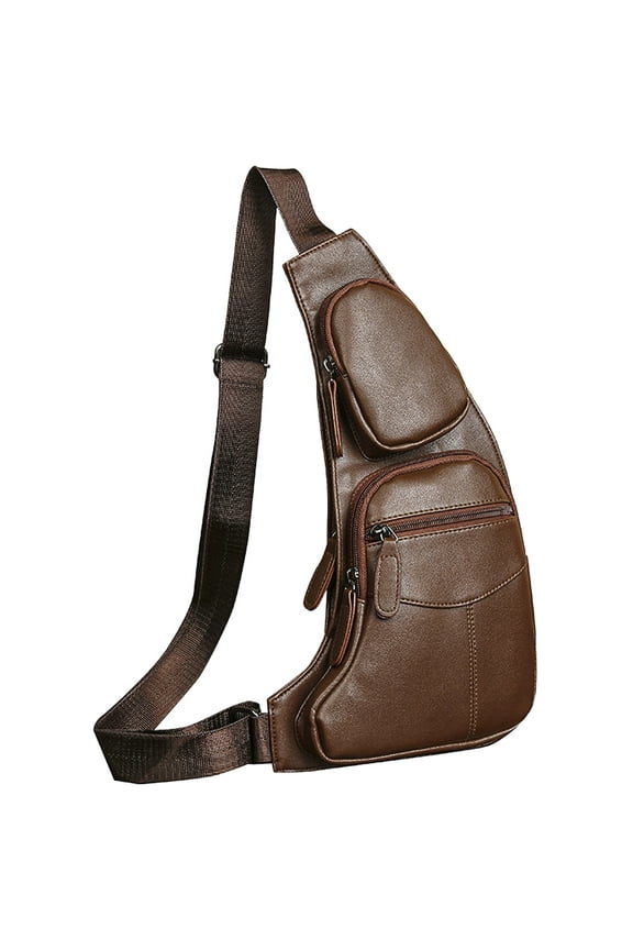 Vintage Leather Sling Bag Crossbody Backpack for Men Outdoor Travel Crossbody Pouch Day Pack Backpacks