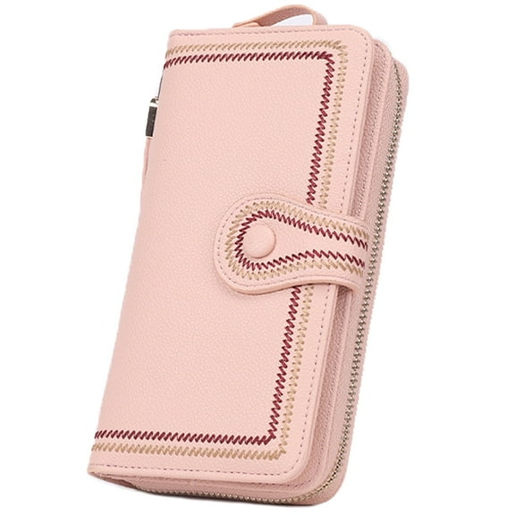 Egoelife Wallet Womens Zipper Large Capacity Credit Card Holder Bifold Long Purse Coin Pocket with Wristlet
