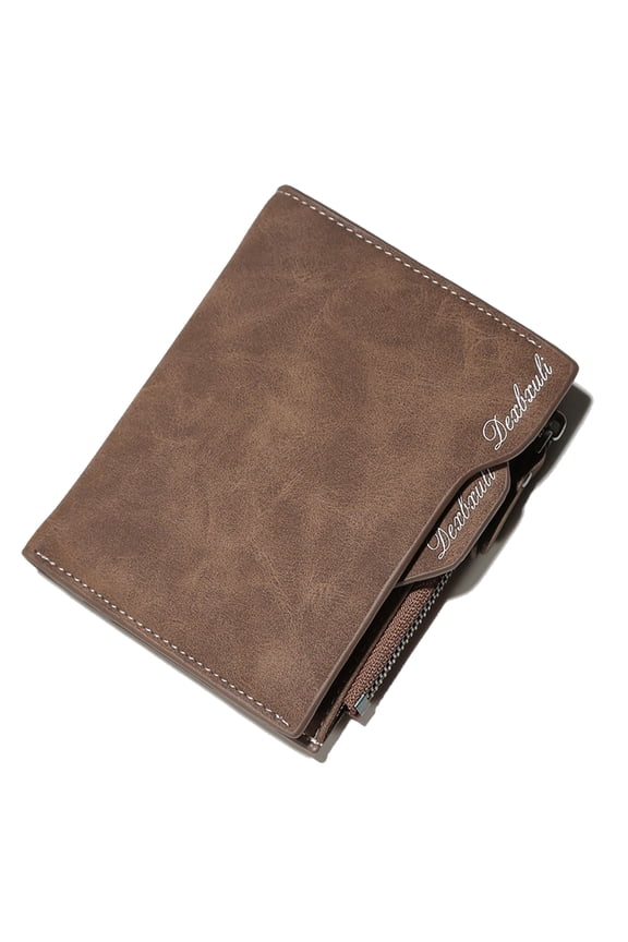 Wallet for men RFID Blocking PU Leather Slim Bifold Wallet with 2 ID Window Zipper Pocket Credit Card Holder