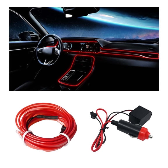 Egoelife Wire Red Interior Car LED Strip Lights 3m/5m neon Wire 12V with Fuse Protection for Automotive Car Interior Decoration