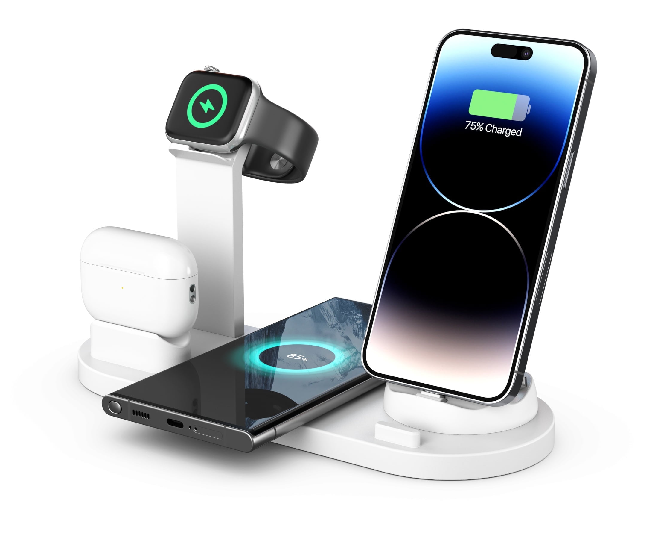 Egoelife Wireless Charger Mobile Phone Charging Station For Multiple Devices , Multi-in-one Charger, Fast Charging, White