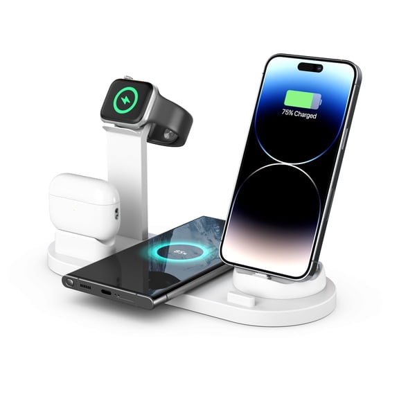 Egoelife Wireless Charger Mobile Phone Charging Station For Multiple Devices , Multi-in-one Charger, Fast Charging, White